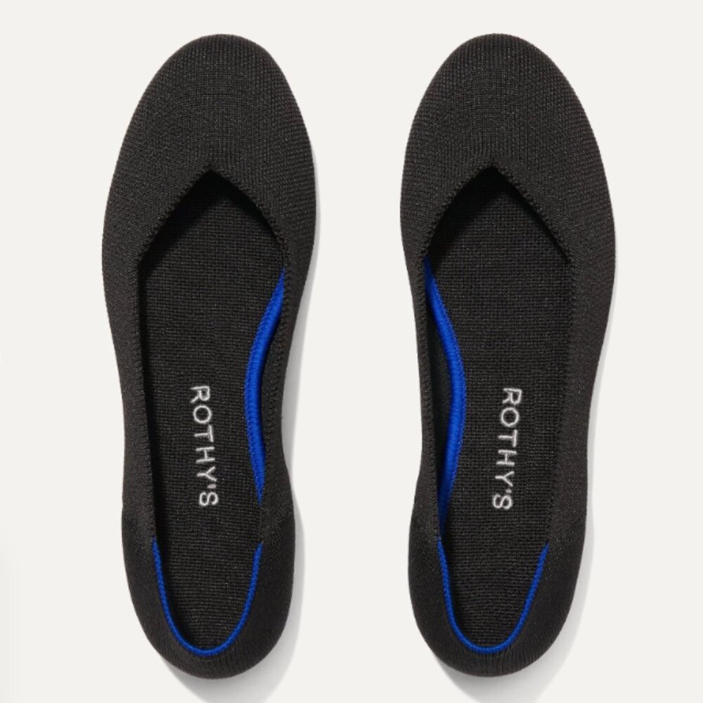 Rothy's The Flat flats - black with blue trim